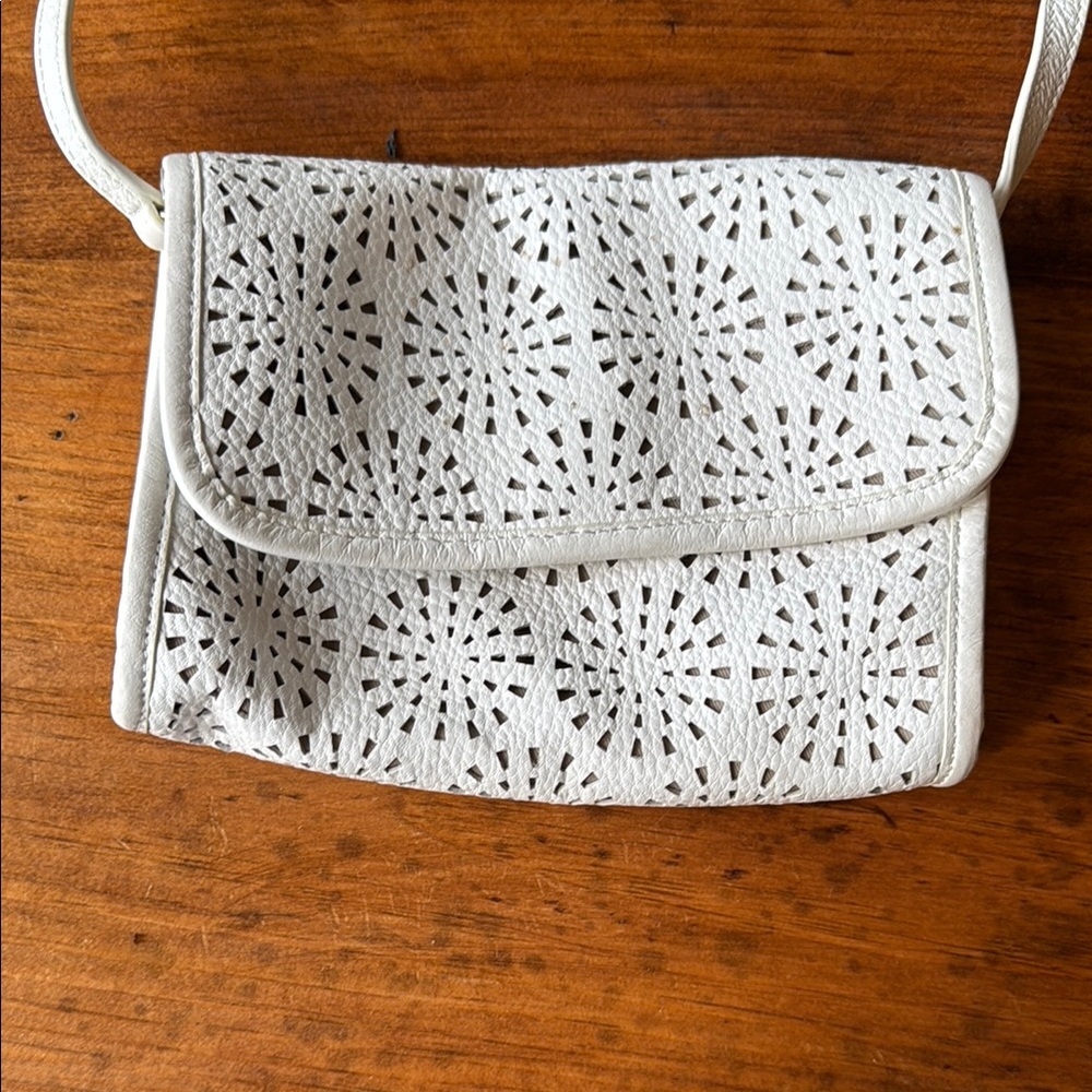 Talbots White Laser-Cut Crossbody Bag